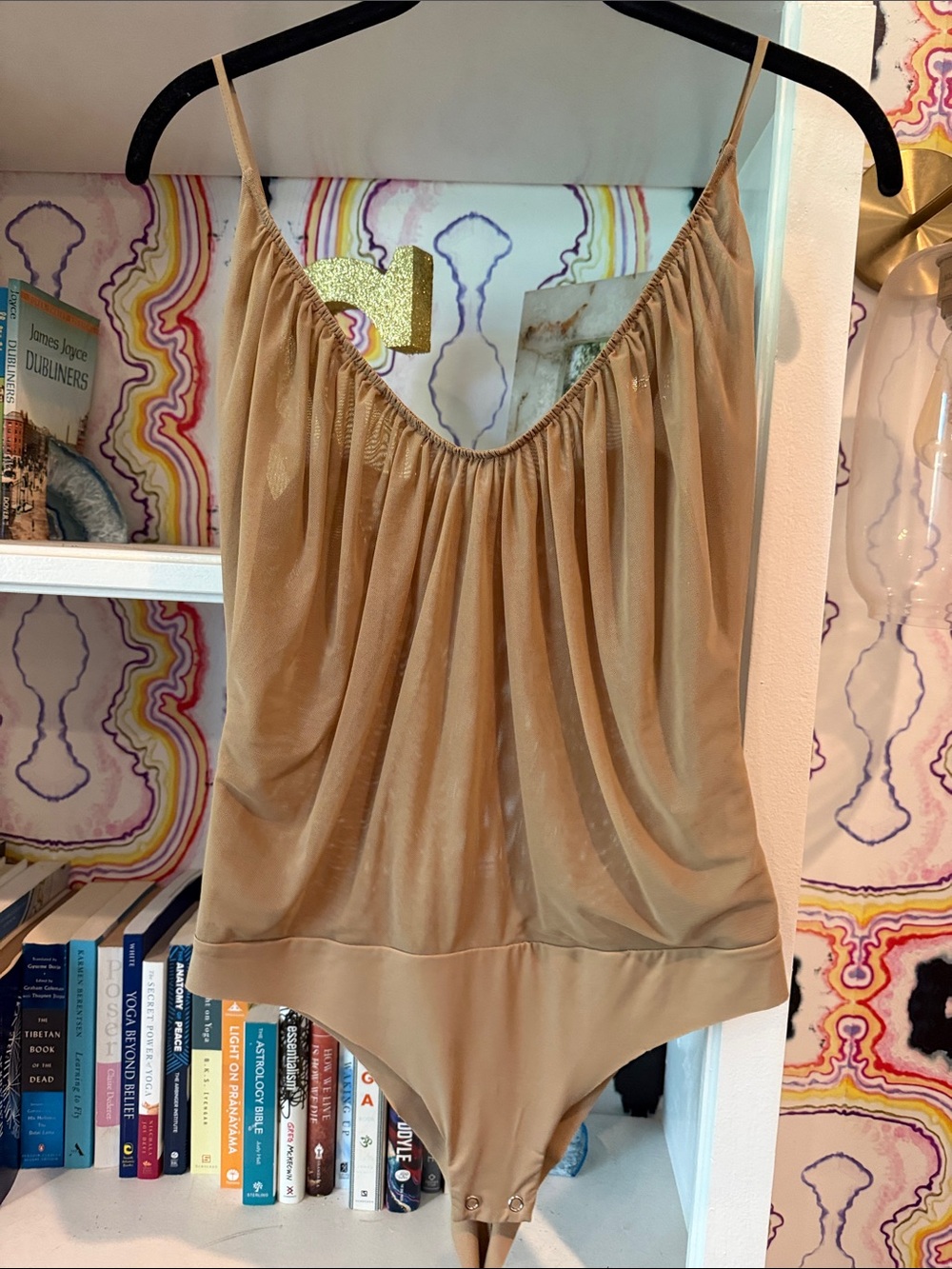 L'AGENCE Tan Slip Bodysuit with Spaghetti Straps